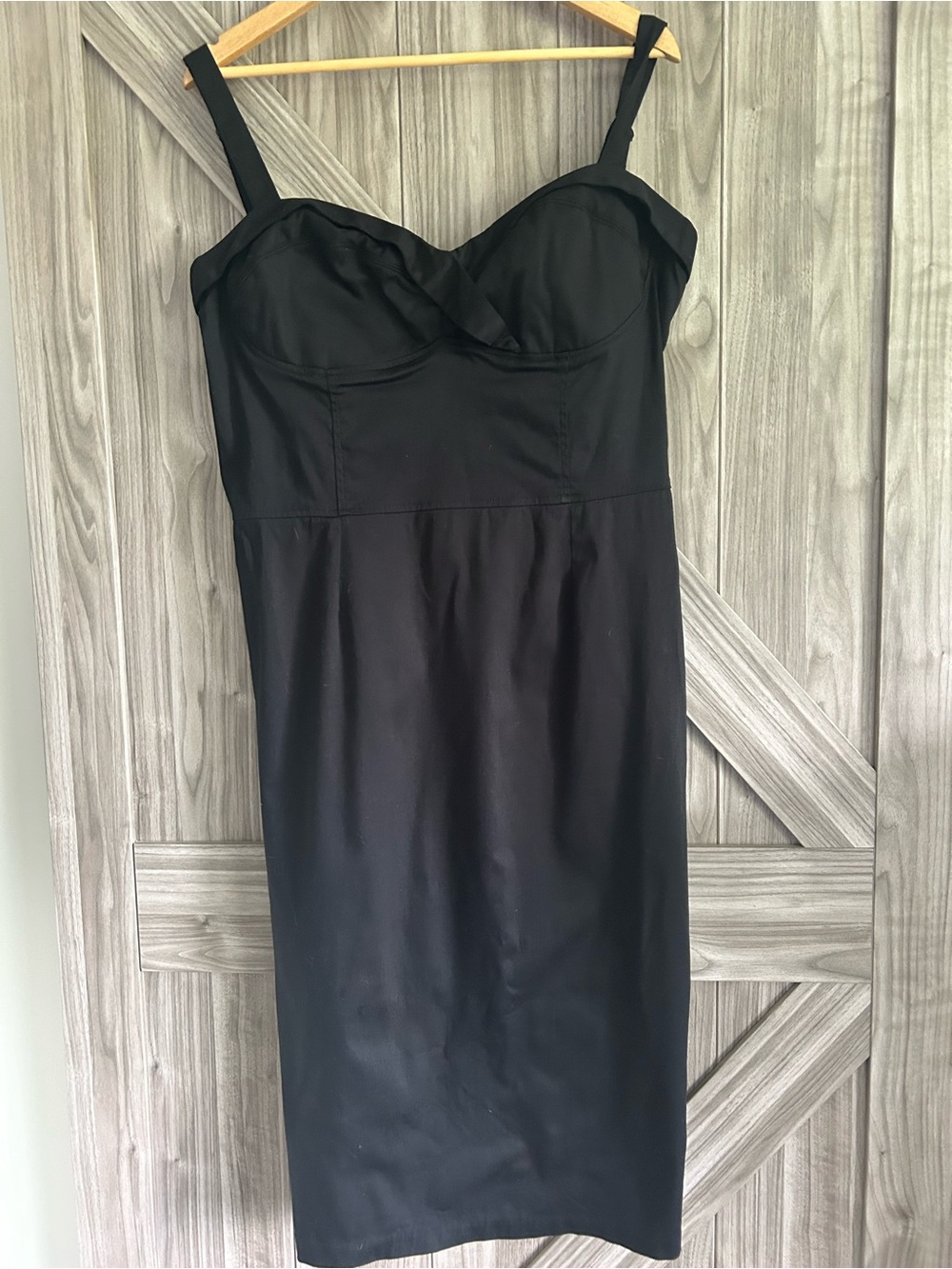 Deadly Dames by Micheline Pitt Heavy Cotton Black Wiggle pinup girl Dress L